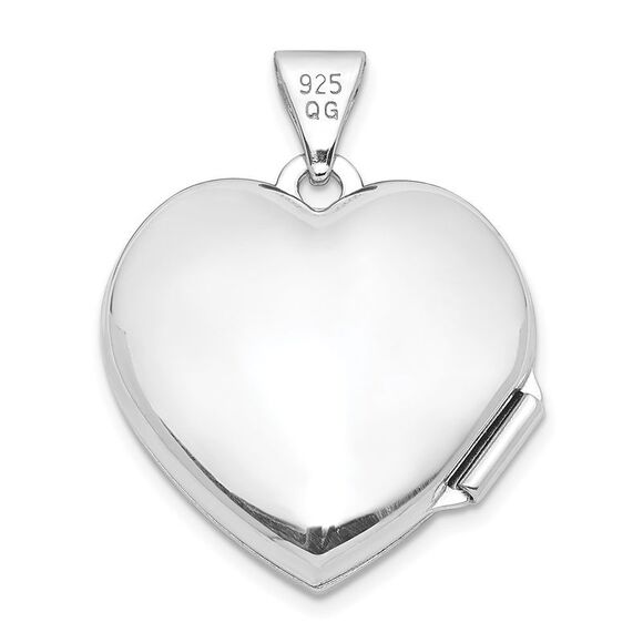 Sterling Silver 18mm Double Design Heart Shaped Locket - Picture 3 of 6